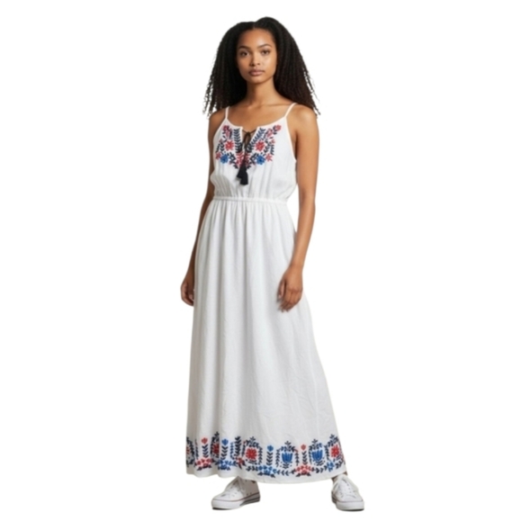 J. Crew Dresses & Skirts - J.Crew Embroidered Linen Blend White Maxi Dress Womens XL